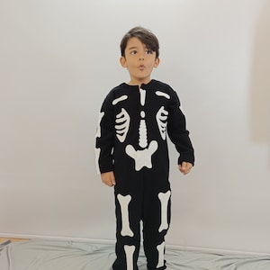 Skeleton Jumpsuit Costume for Kids, Boys Halloween Jumpsuit, Day of the Dead Outfit, Spooky Fun Costume for Dress-Up and Halloween Parties