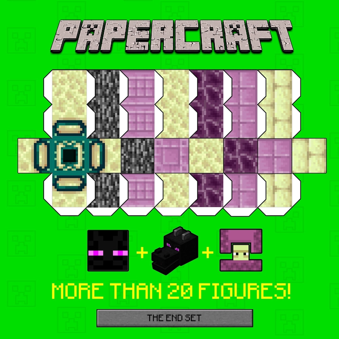 Set imprimible de Minecraft The End Ender Dragon Ender Man