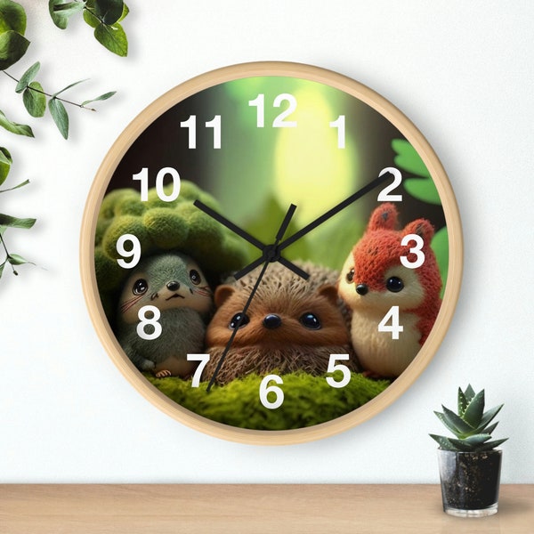 ADORABLE WALL-CLOCK -  Cute Mossy Animals - Children's Wall Clock w/Numbers