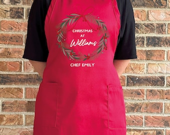 Custom Christmas Family Apron, Personalized Baking Gift