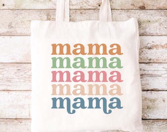 Mama Tote Bag, Mothers Day Gifts, Mom Gifts, Grandma Gifts, Beach Bag For Woman, Cute Tote Bag, Retro Tote Bag, Trendy Shopping Bag For Mom