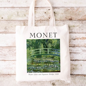 Monet Water Lilies Tote Bag: Japanese Bridge Cotton Canvas