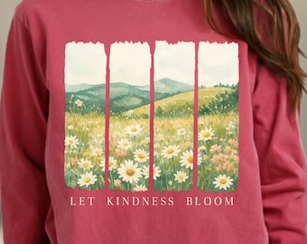 Comfort Colors Kindness Sweatshirt: Retro Floral Be Kind Sweatshirt