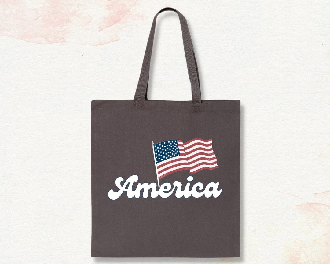 America Tote Bag, American Flag Tote Bag, Fourth of July Tote Bag, Cotton Canvas Tote Bag