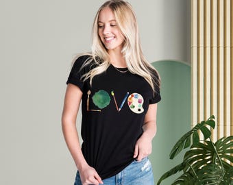 Art Lover T-Shirt: Painting Brush, Palette, Art Teacher Gift