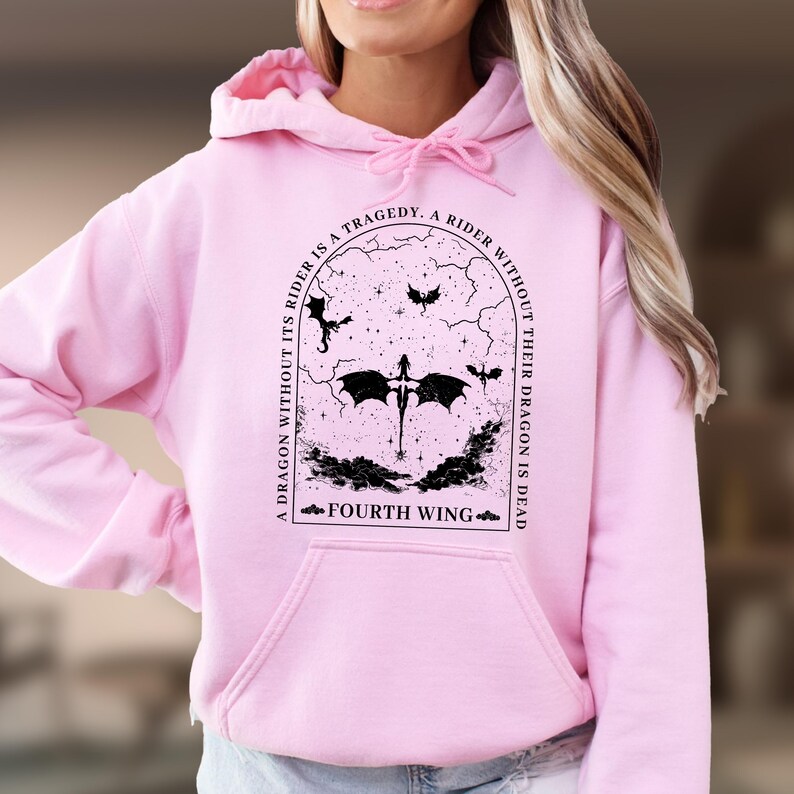 Sudadera con capucha de la Escuela de Guerra Basgiath: Sudadera con capucha del Jinete del Dragón del Cuarto Ala imagen 2