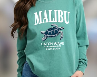 Comfort Colors Malibu Sweatshirt: Catch Wave Surf Tee, Coastal California Vibes  Sweatshirt