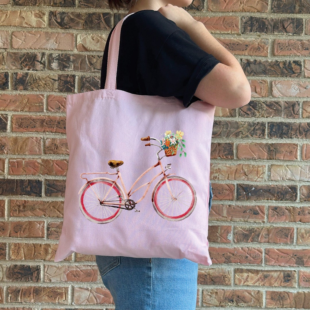 Bicycle Pattern Print Leather Tote Bag main image 1