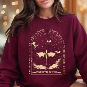 Sudadera con capucha de la Escuela de Guerra Basgiath: Sudadera con capucha del Jinete del Dragón del Cuarto Ala imagen 5