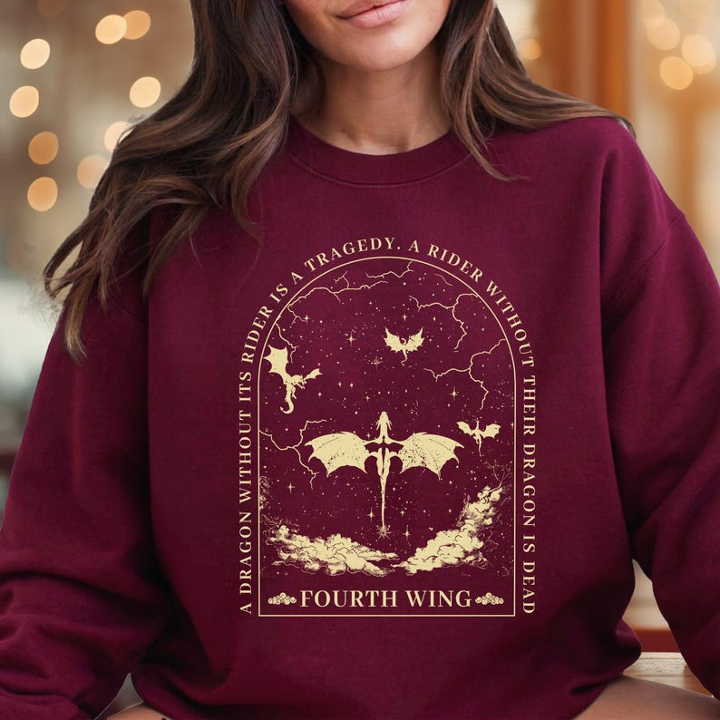 Sudadera con capucha de la Escuela de Guerra Basgiath: Sudadera con capucha del Jinete del Dragón del Cuarto Ala imagen 5