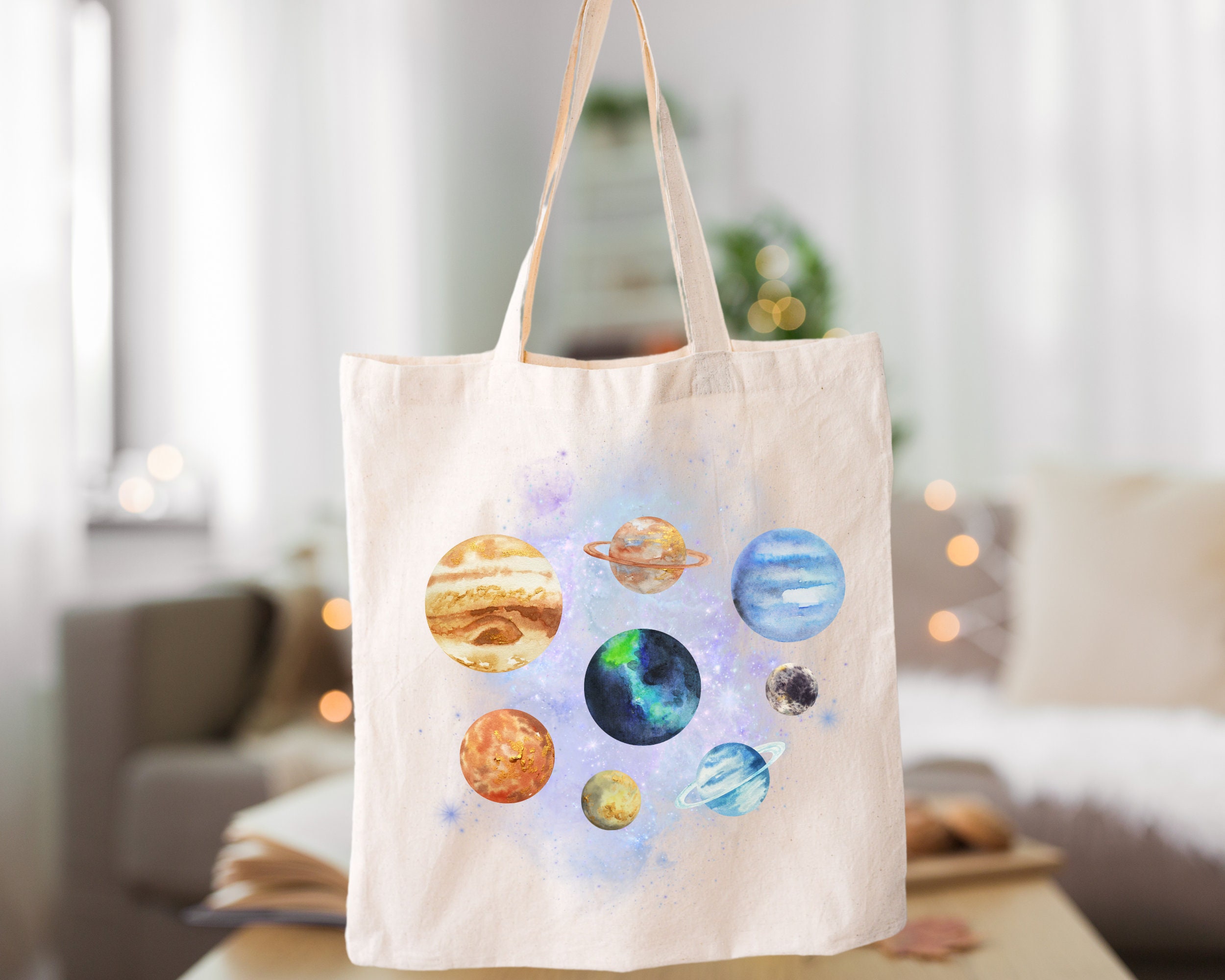 Solar System Cotton Canvas Tote Bag, Galaxy Print, Zippered Option - Etsy