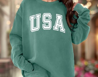 Comfort Colors USA Pride Sweatshirt: Patriotic 4th of July Graphic