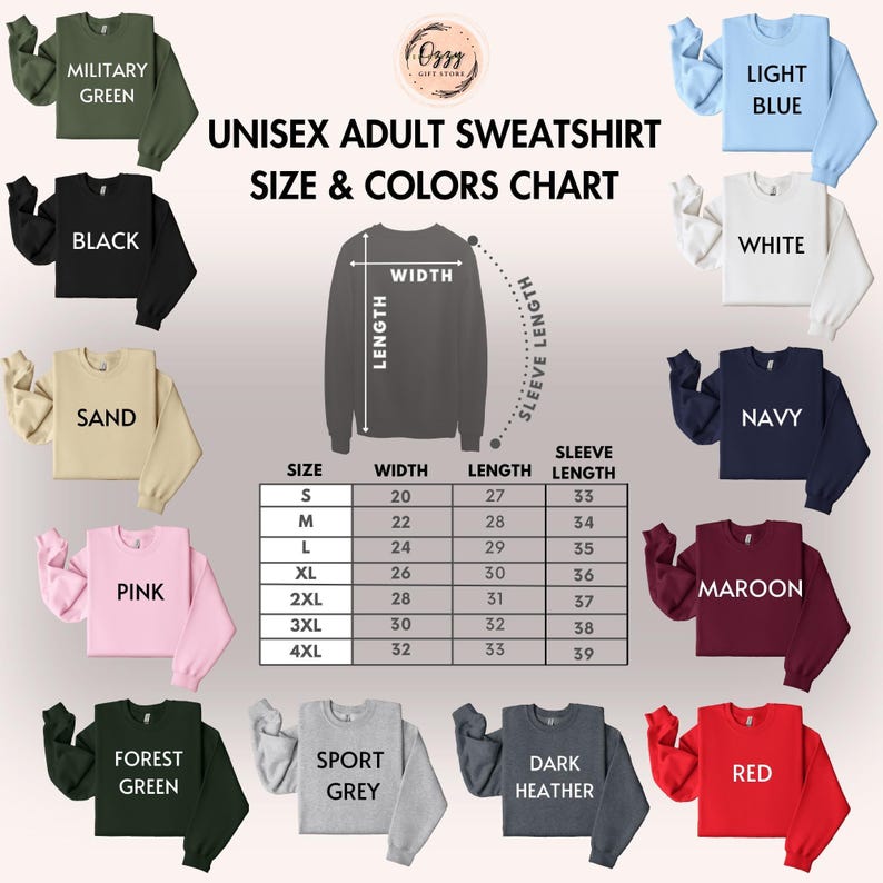 a group of sweatshirts with different colors and sizes