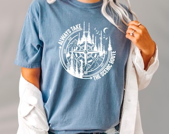 Comfort Colors Scenic Route Sweatshirt: Nature Hiking Travel Shirt