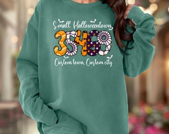 Comfort Colors Halloween Zip Code Sweatshirt: Personalized Boo City Sweatshirt