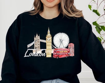 London Art Sweatshirt: Vintage British Travel Hoodie