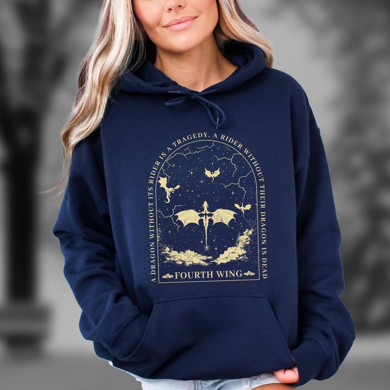 Sudadera con capucha de la Escuela de Guerra Basgiath: Sudadera con capucha del Jinete del Dragón del Cuarto Ala imagen 3