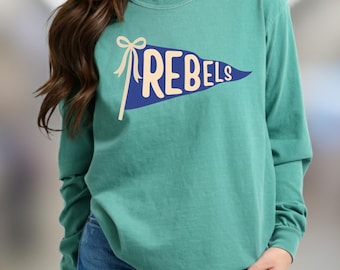 Custom Comfort Colors Mascot Sweatshirt: Watercolor Pennant Flag, Team Spirit Sweatshirt