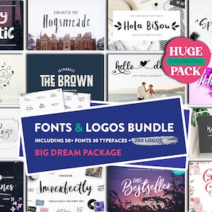 Large Font Bundle | Retro Font Logos Bundle | Display Fonts | Classic Fonts | Font Pack | font | Vector Graphic | Font Collection