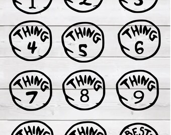 Simple & Customizable Thing 1 and Thing 2 SVG, DXF, JPG, Updated Digital Download 2023