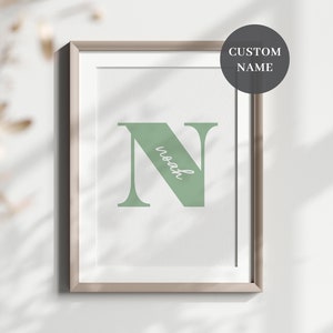 Arte de pared imprimible con nombre personalizado, impresión inicial personalizada, arte de guardería o habitación para niños, impresión de monograma, nueva impresión de arte para bebés, descarga digital