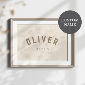 Custom Name Sign Printable Wall Art, Custom Baby Name Banner, Nursery or Kids Room Art, Minimalistic Name Art, Canvas Texture, Personalized