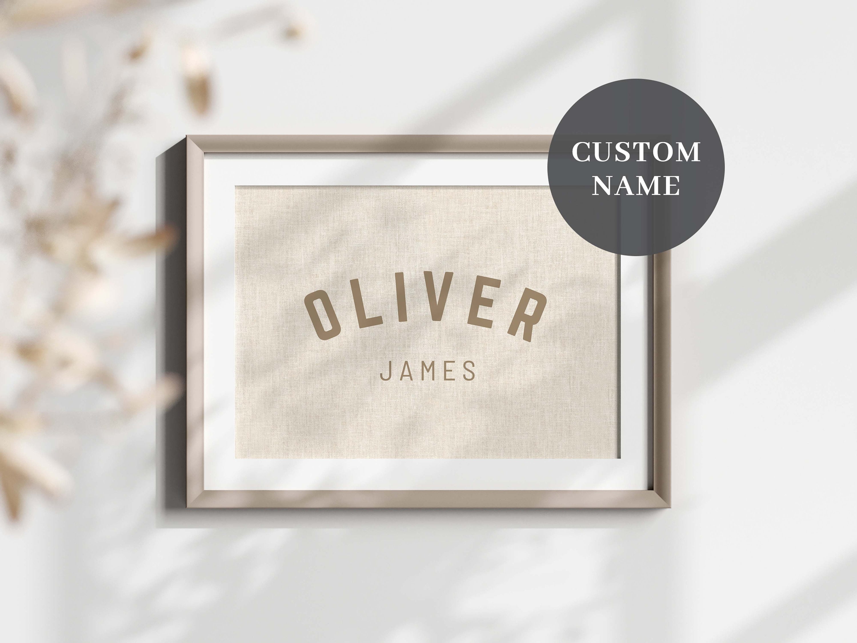 Custom Name Sign Printable Wall Art, Custom Baby Name Banner, Nursery or Kids Room Art, Minimalistic Name Art, Canvas Texture, Personalized