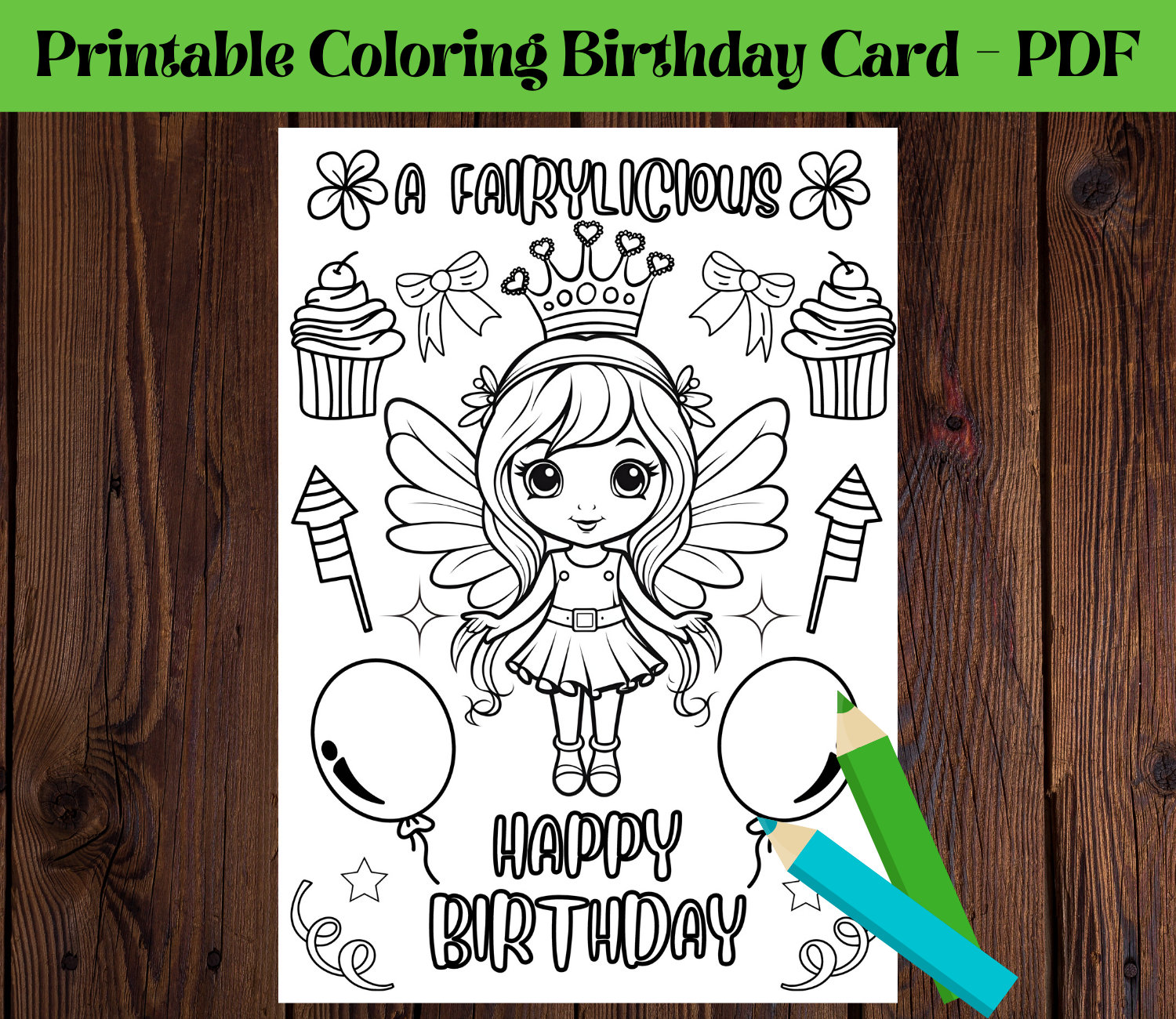 Printable Coloring Birthday Greeting Card for Kids DIY - Etsy