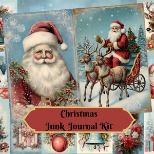 Weihnachten Junk Journal Digital Kit, zum Ausdrucken, Journal Seiten, ATC Karten, Scrapbooking, Kartenherstellung, Ephemera, Instant Download