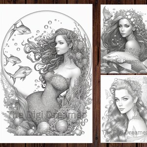 人魚のぬり絵20枚：魅惑的なファンタジーアート（PDFダウンロード） 画像 6