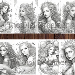 人魚のぬり絵20枚：魅惑的なファンタジーアート（PDFダウンロード） 画像 7