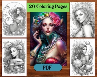 20 Mermaid Coloring Pages: Enchanting Fantasy Art (PDF Download)