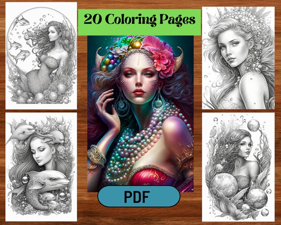 20 Mermaid Coloring Pages: Enchanting Fantasy Art (PDF Download)