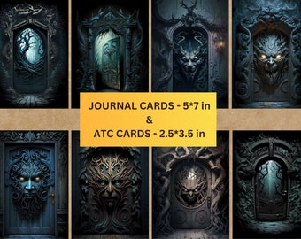Scary Doors-Printable Journal Cards & ATC Cards, Journaling Supplies, Card making, Scrapbooking, Digital Download