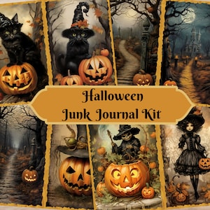 Spooky Halloween Junk Journal Digital Kit, Printable Journal Pages, ATC Cards, Scrapbooking, Card Making, Ephemera, Instant Download
