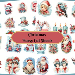 Christmas Fussy Cuts| Printable Kit, Stickers, Scrapbooking, Card Making, Ephemera, DIY Crafts, Digital Download
