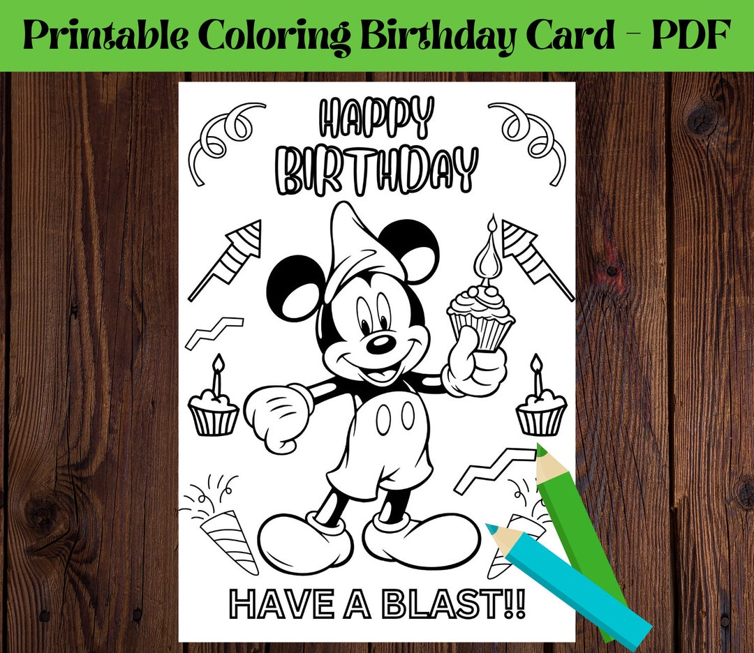 Printable Coloring Birthday Greeting Card for Kids, DIY Birthday Gift ...