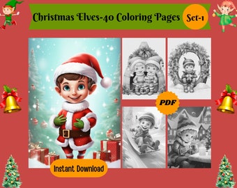 Dibujos para colorear de elfos navideños: 40 diseños festivos (PDF)