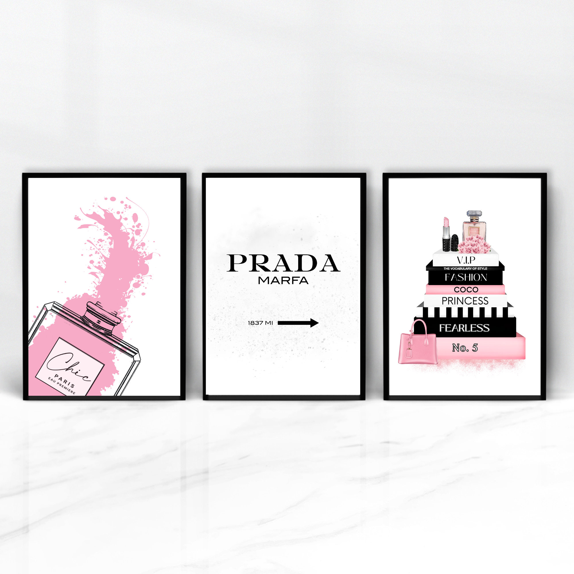 Chanel Prada YSL Dior Fashion Glam Stack Books Canvas Wall Art 16x20 in.