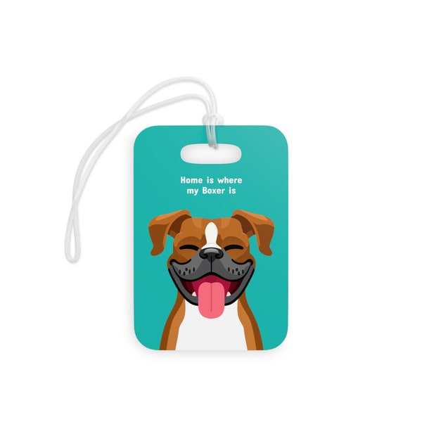 Boxer Luggage Tag Home is Where My Dog is - Pet Travel Accessories Dog Personalized Vacation Bag Animal Identification for Suitcase Backpack