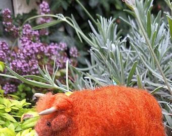 handmade needle felted highland cows