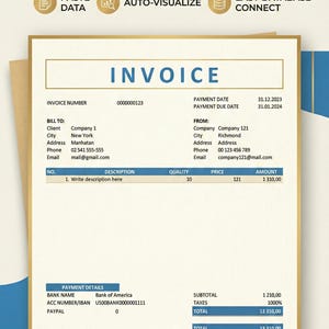 Automatic Invoice Template for Excel | Professional Billing Spreadsheet | Small Business Invoice Generator