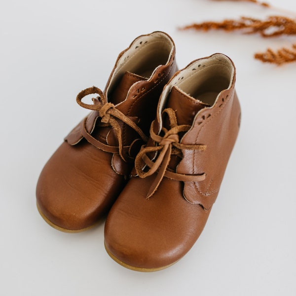 NU Drops - Baby Girl Booties, Brown Leather Baby Toddler Boy Girls Winter Booties, Baby Booties, Toddler Brown Boots Toddler Winter Boots