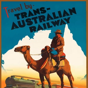 Trans Australian Railway , vintage travel poster, printable wall art