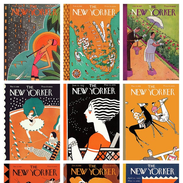 Compilation of The New Yorker magazine covers  (2) , printable wall art