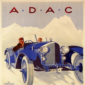 ADAC Winter road race, 1925, cartel publicitario vintage, arte mural imprimible
