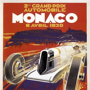 Monaco car race vintage poster 1930  , Grand Prix, printable wall art