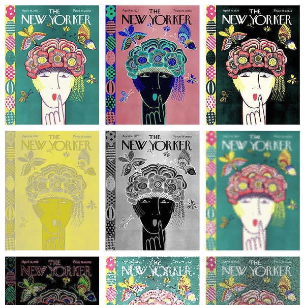 The New Yorker, variations on the cover made by Ilonka Karasz in 1927, magazine cover  , printable wall art