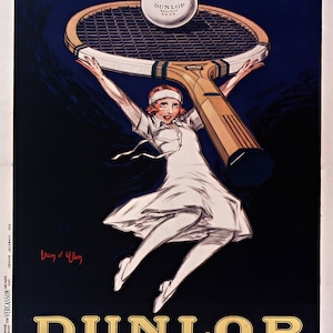 Dunlop la balle des champions, Vintage Poster 1929 von Jean d Ylen, druckbare Wandkunst