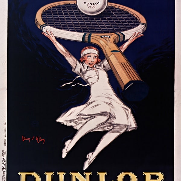 Dunlop la balle des champions , vintage poster 1929  by Jean d Ylen, printable wall art